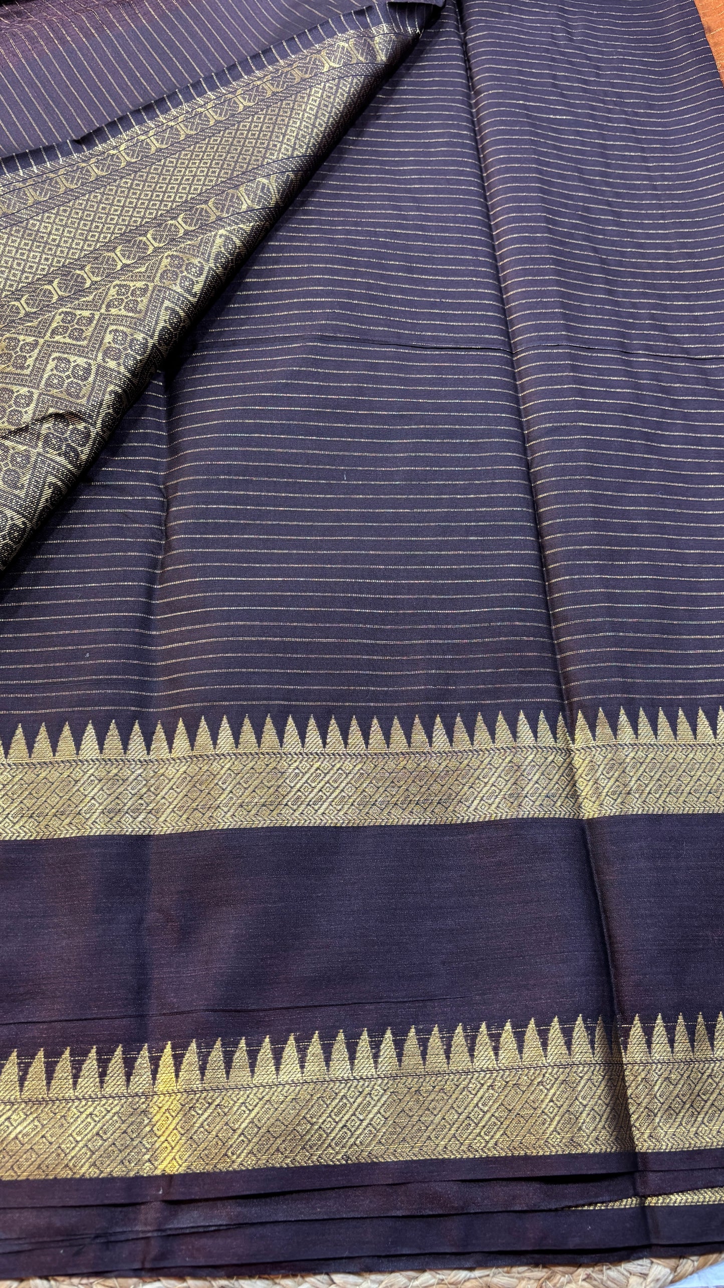 Semi Gadwal Rust Orange with Brown Saree