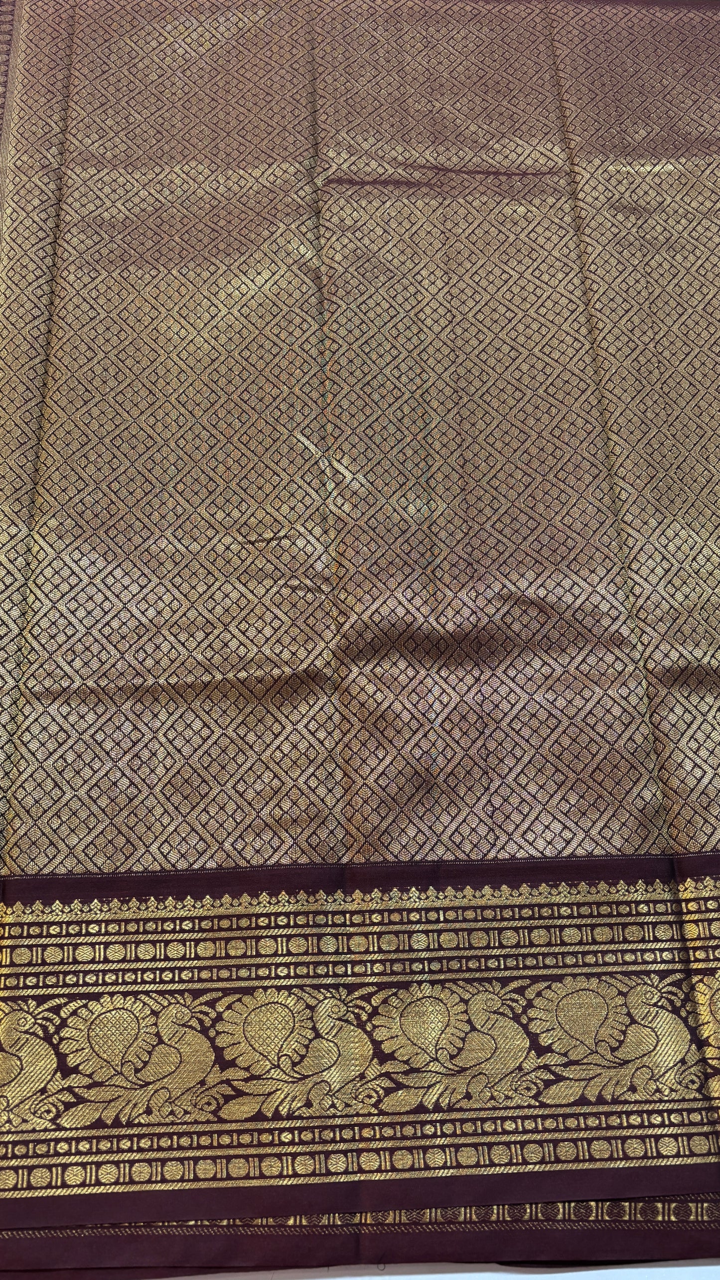 Semi Gadwal Rust Orange with Brown Saree