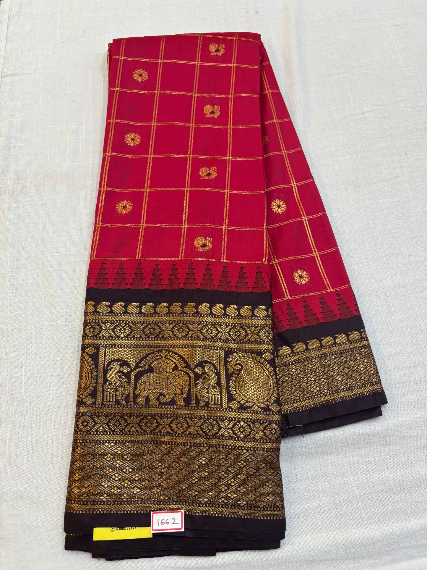 Semi Gadwal Checks Saree
