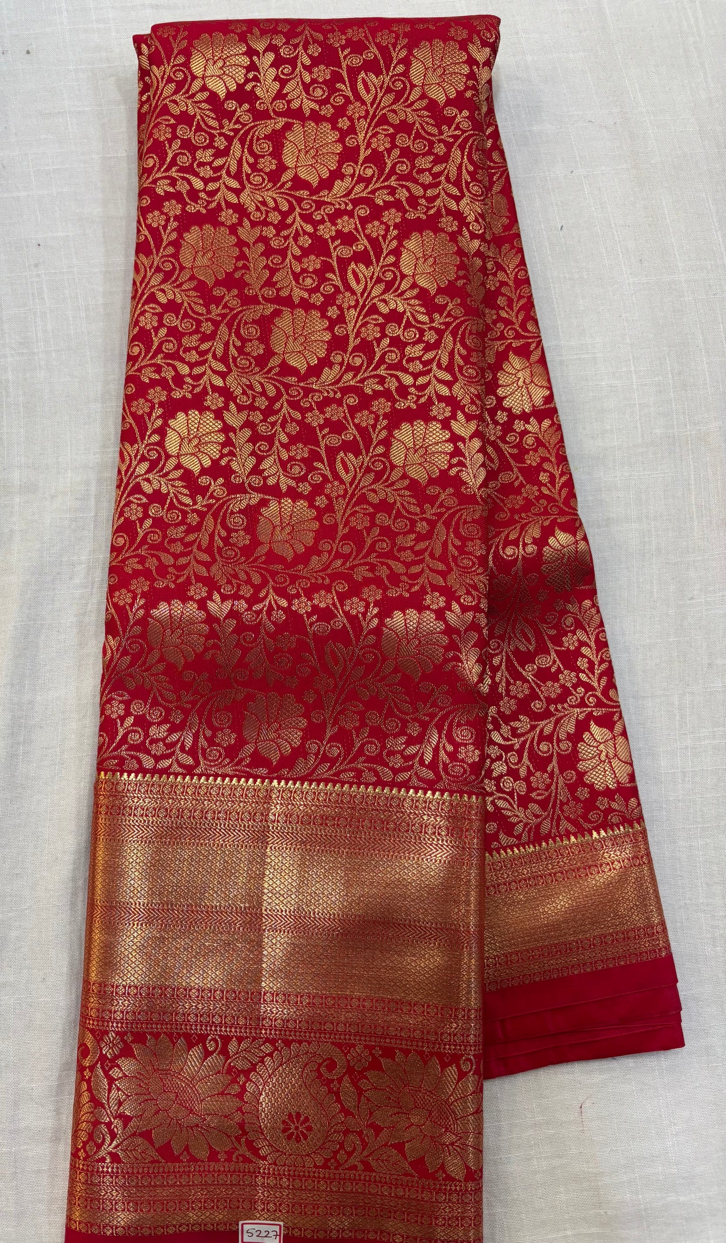 Self Red Semi Kanchi Pattu Sarees