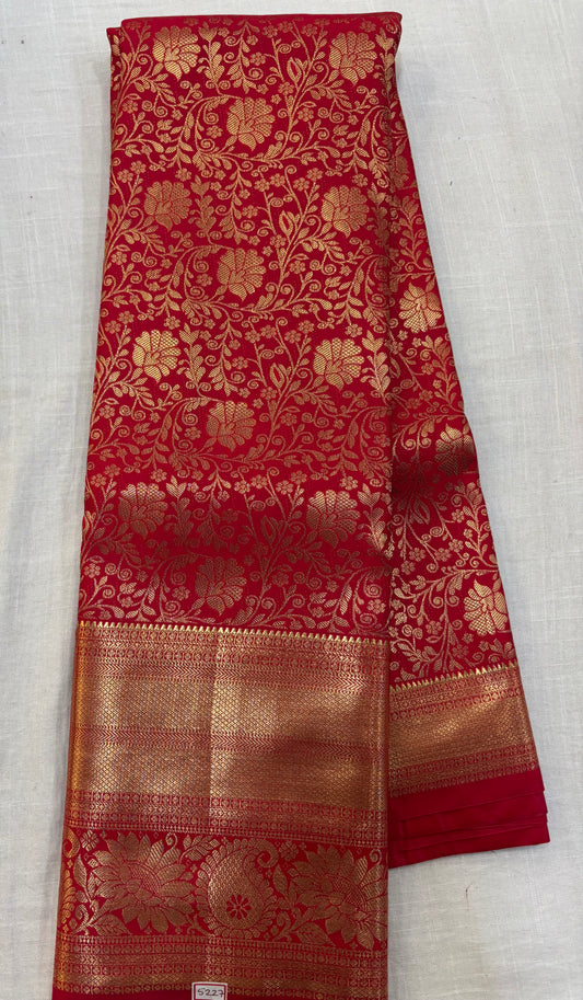 Self Red Semi Kanchi Pattu Sarees