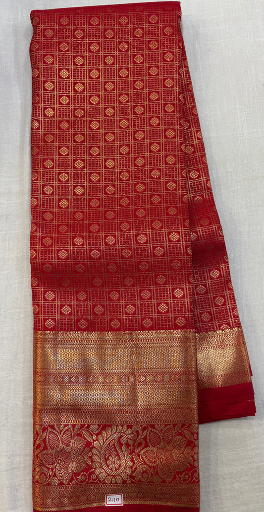 Self Red Semi Kanchi Pattu Sarees