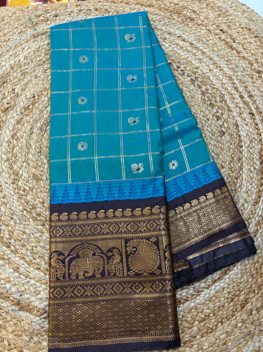 Semi Gadwal Checks Saree