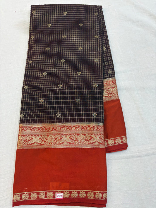 Mysore Crepe Gap Border Saree
