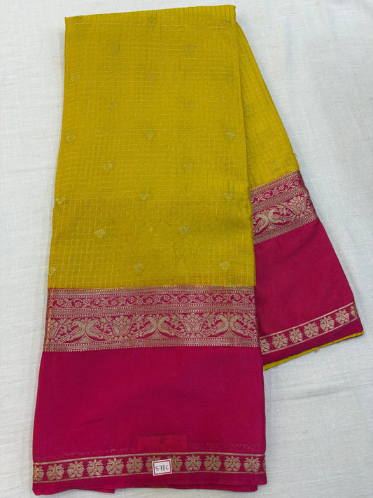 Mysore Crepe Gap Border Saree