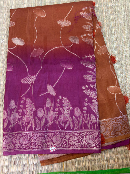Russian Crepe Dual Shade Saree
