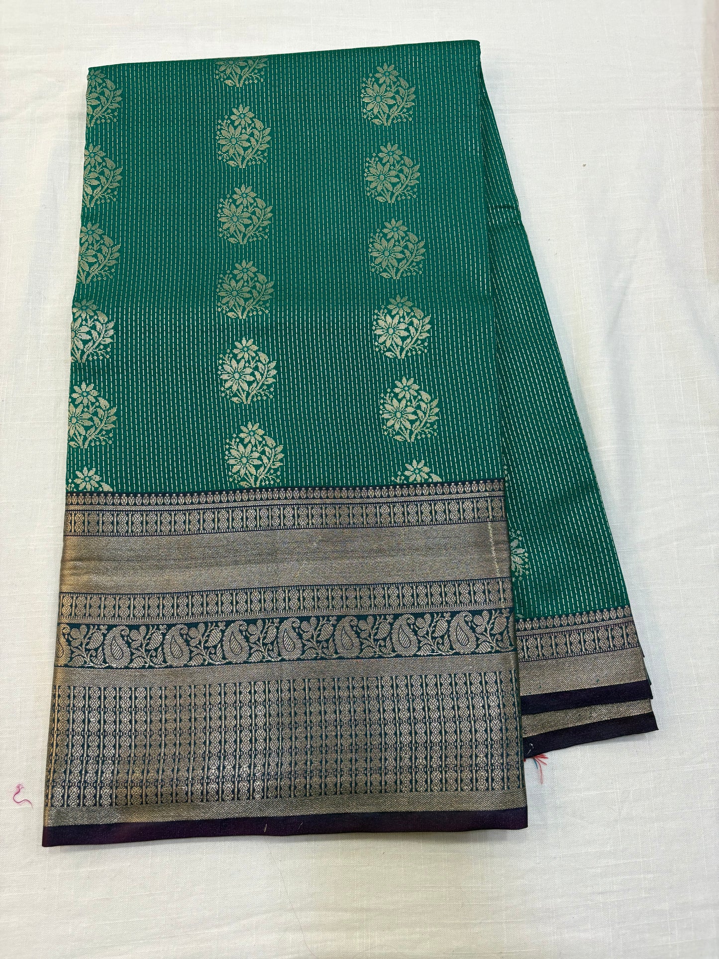 Semi Uppada Saree Sea green with purple