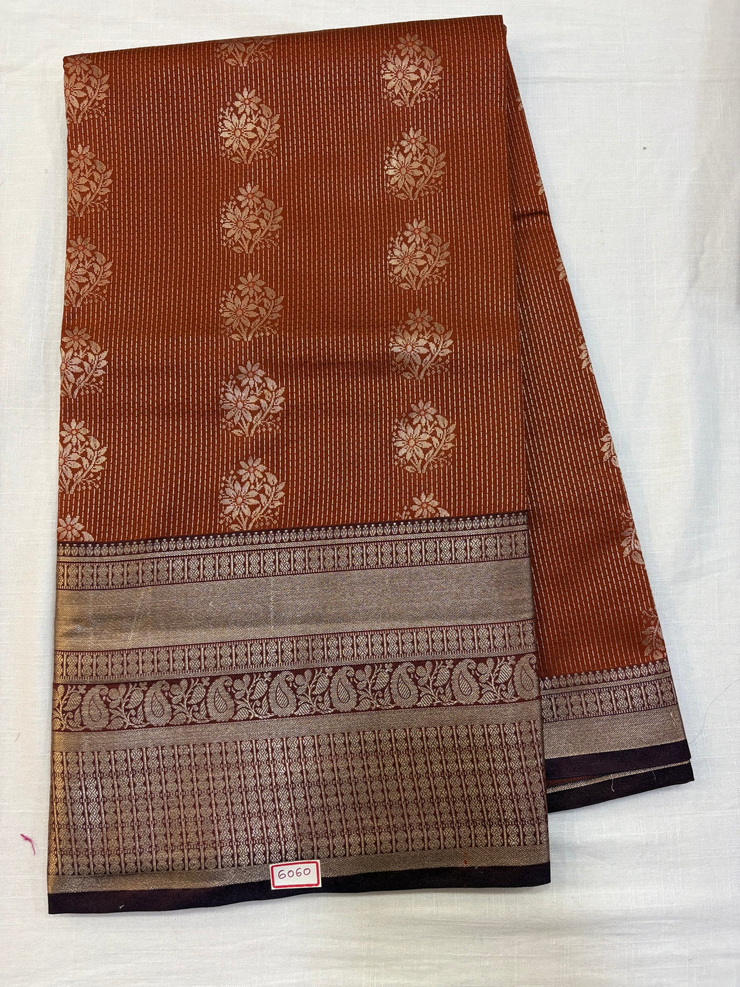 Semi Uppada Saree Rust Orange with Purple