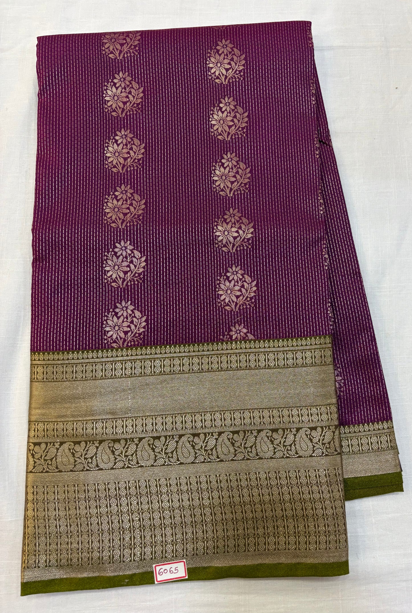 Semi Uppada Saree Wine with Green Border