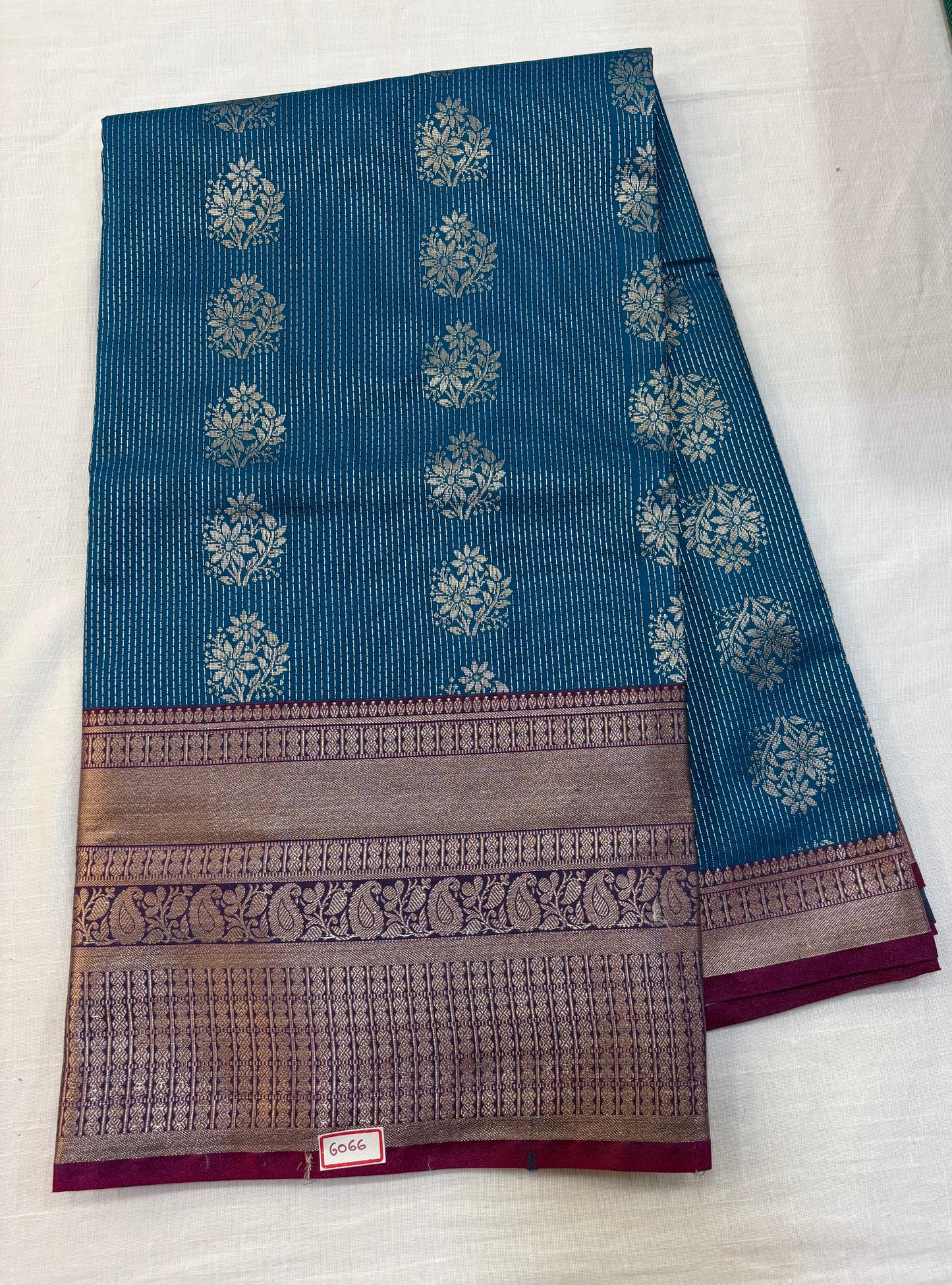 Semi Uppada Saree Blue with pink