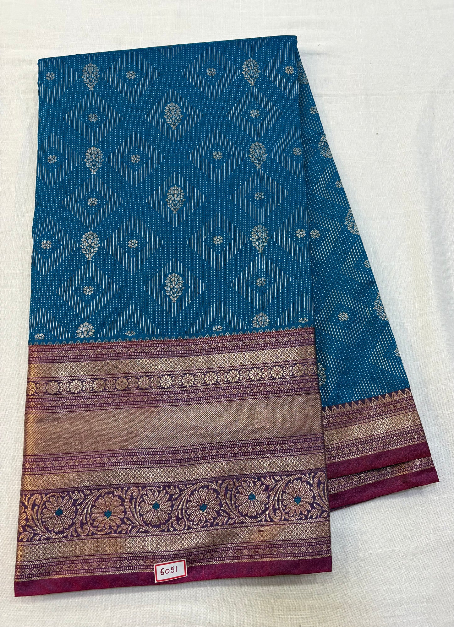 Semi Uppada Saree Blue with Pink Border