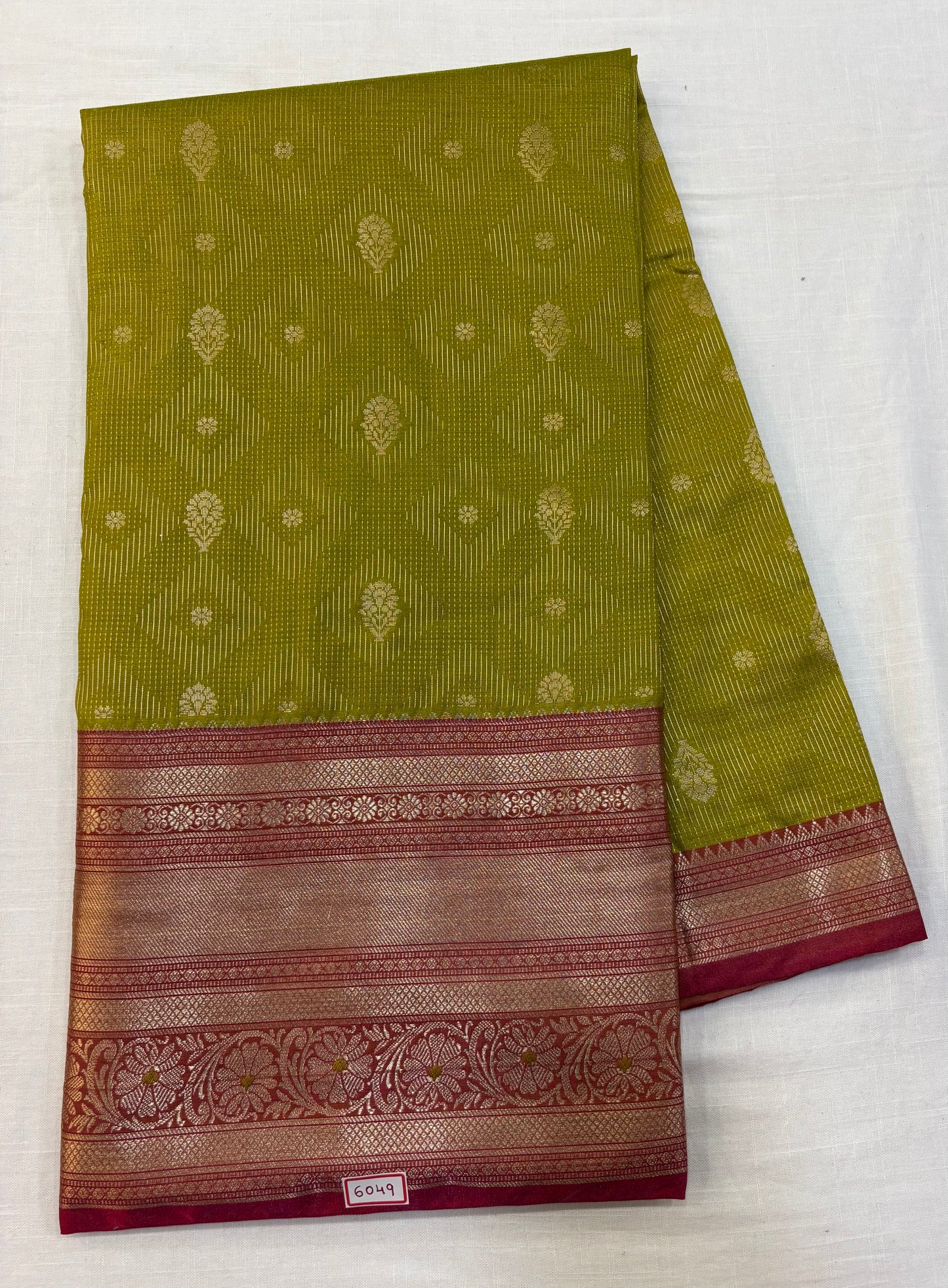 Semi Uppada Saree Light Green with pink