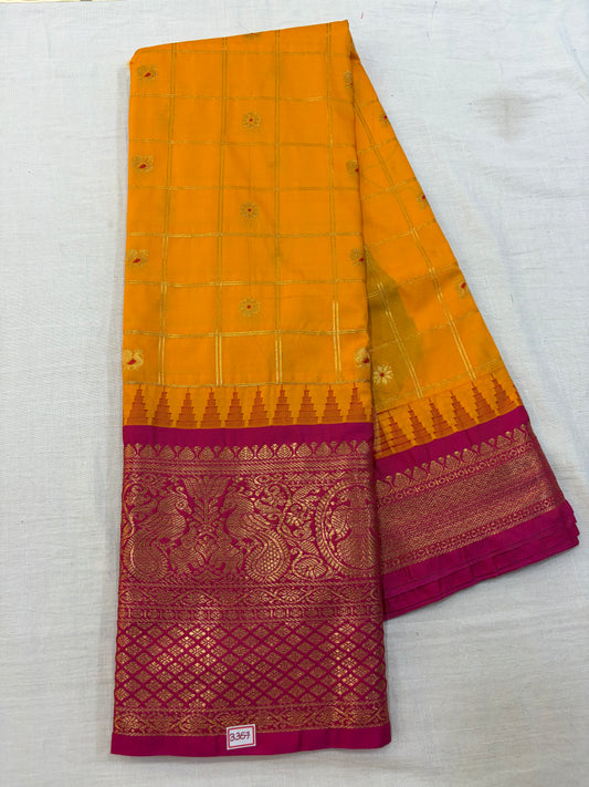 Semi Gadwal Checks Saree