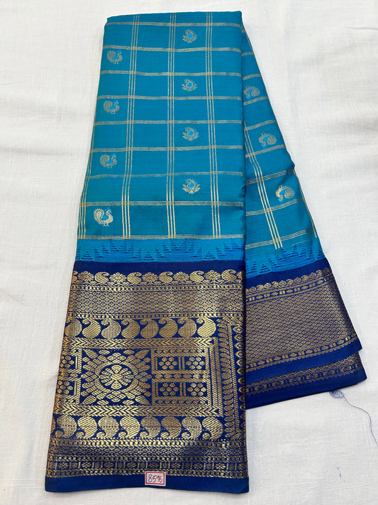Semi Gadwal Silk Zari Checks Saree