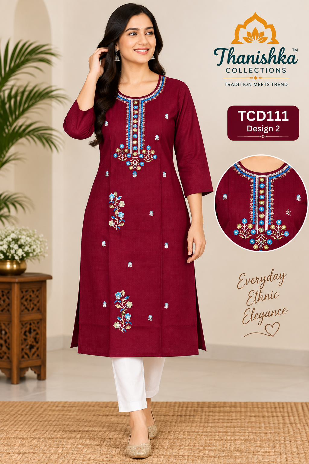 Vatican Silk Embroidery Kurts