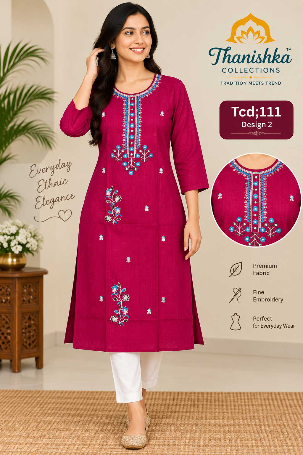 Vatican Silk Embroidery Kurts