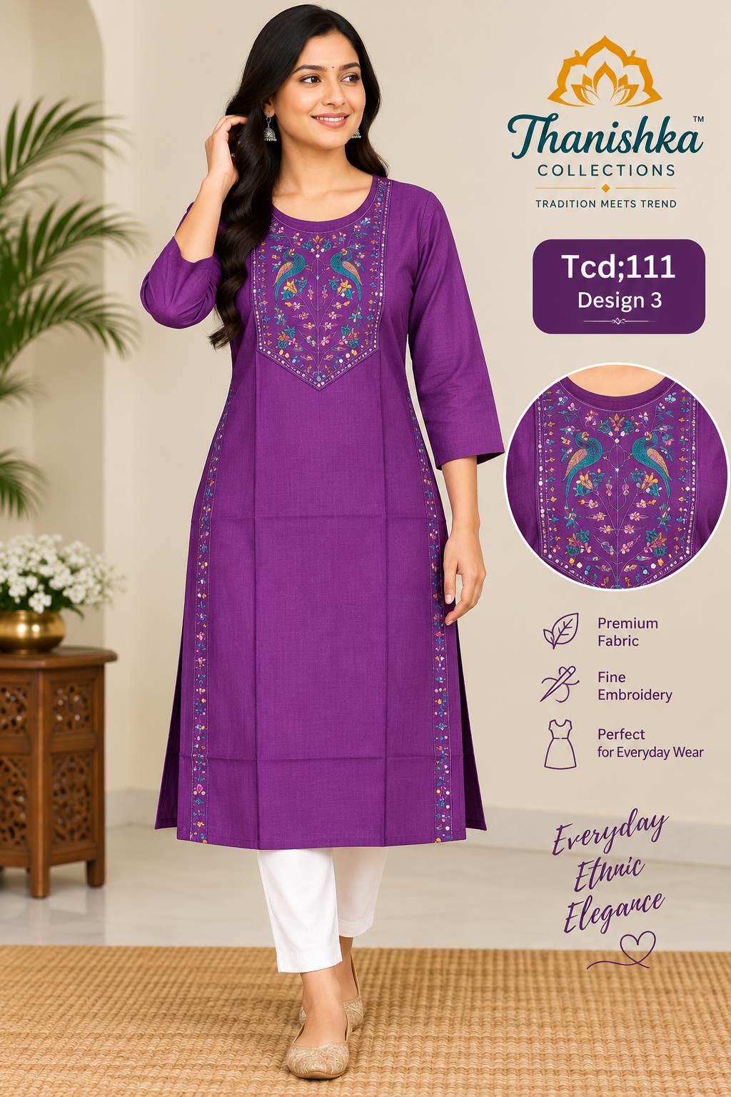 Vatican Silk Embroidery Kurts