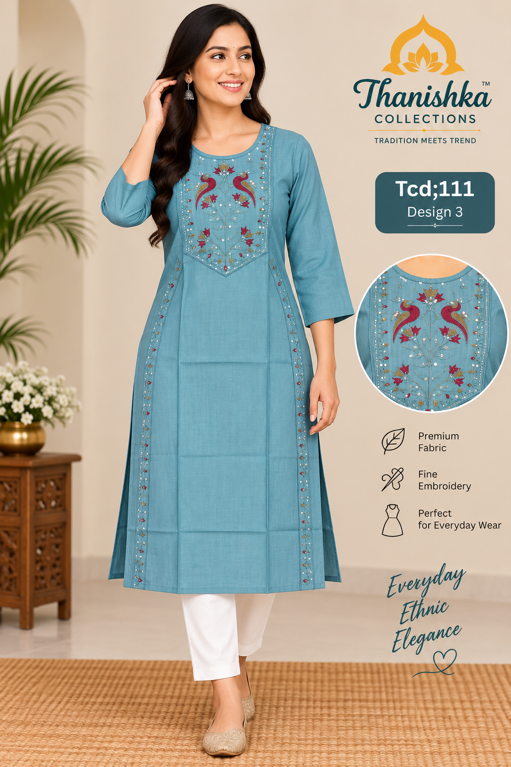 Vatican Silk Embroidery Kurts