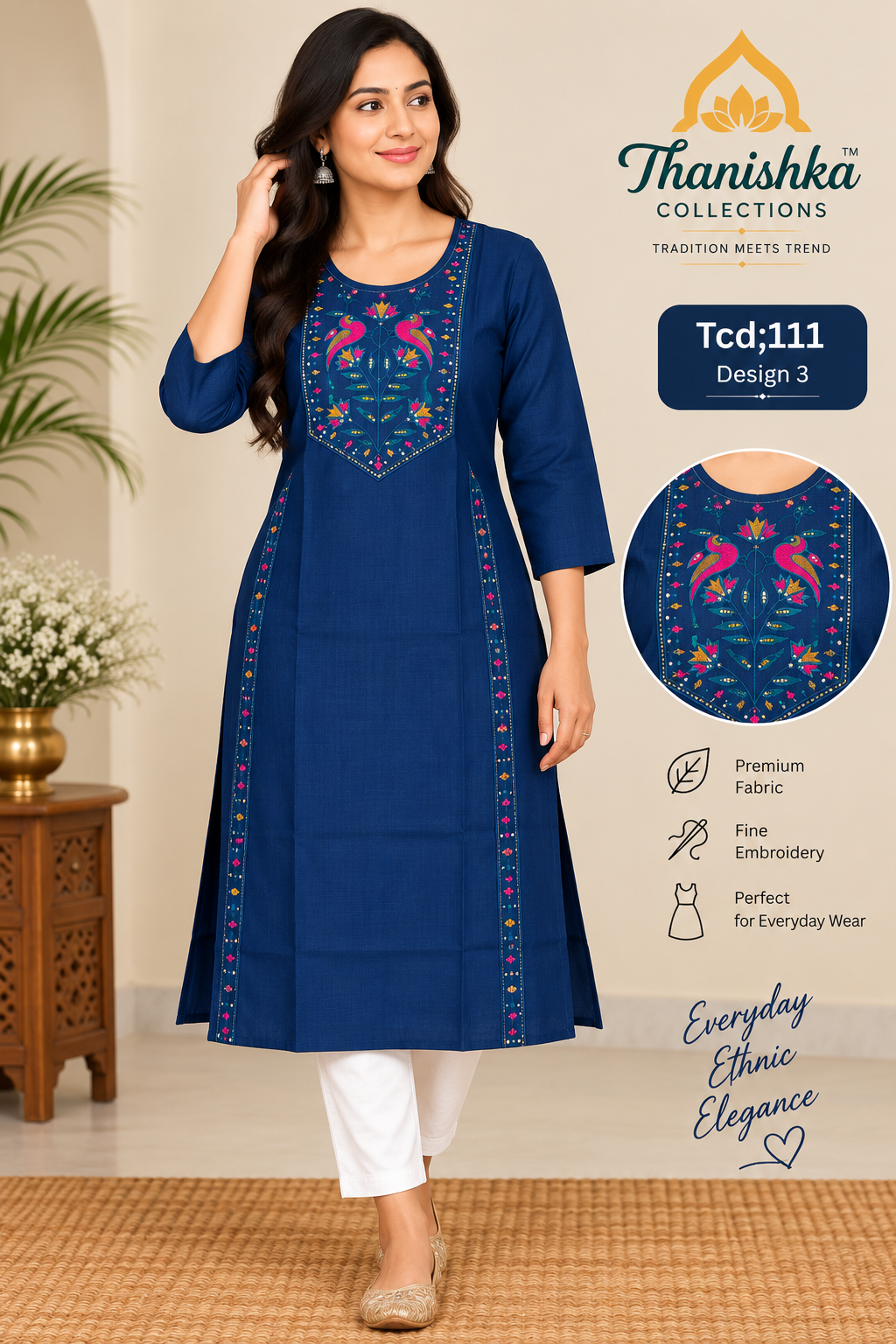 Vatican Silk Embroidery Kurts