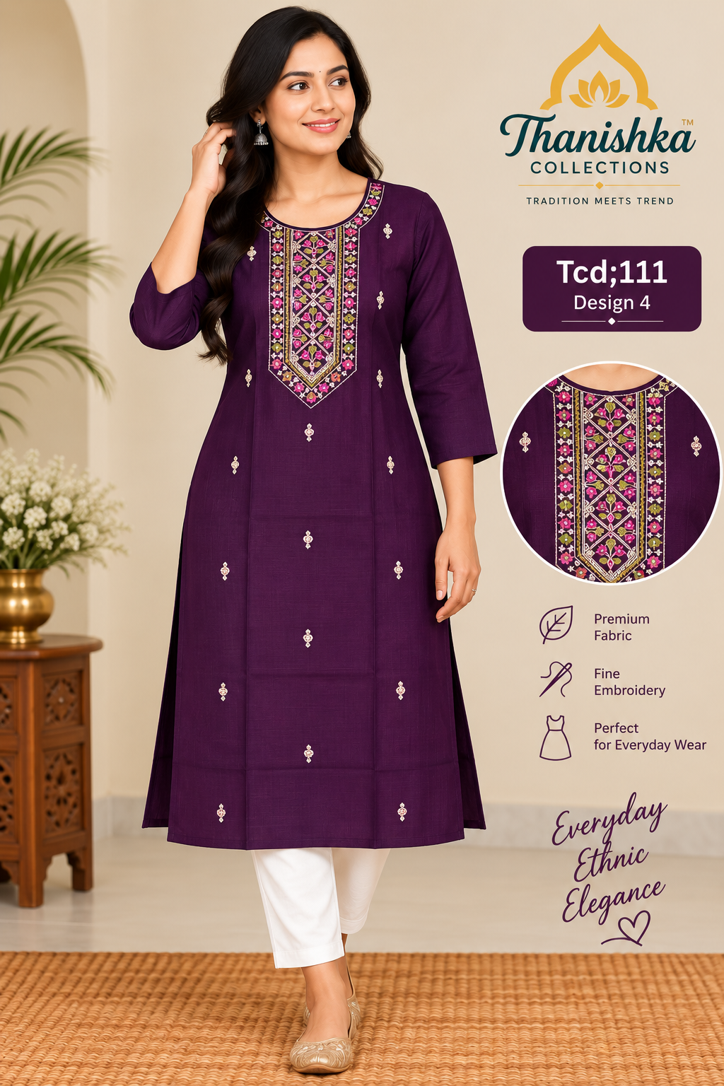 Vatican Silk Embroidery Kurts