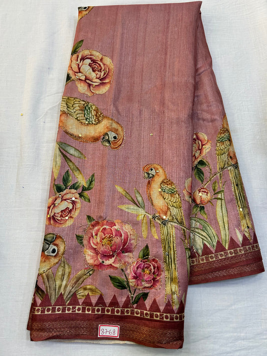 Tussar Silk Embroidery Saree