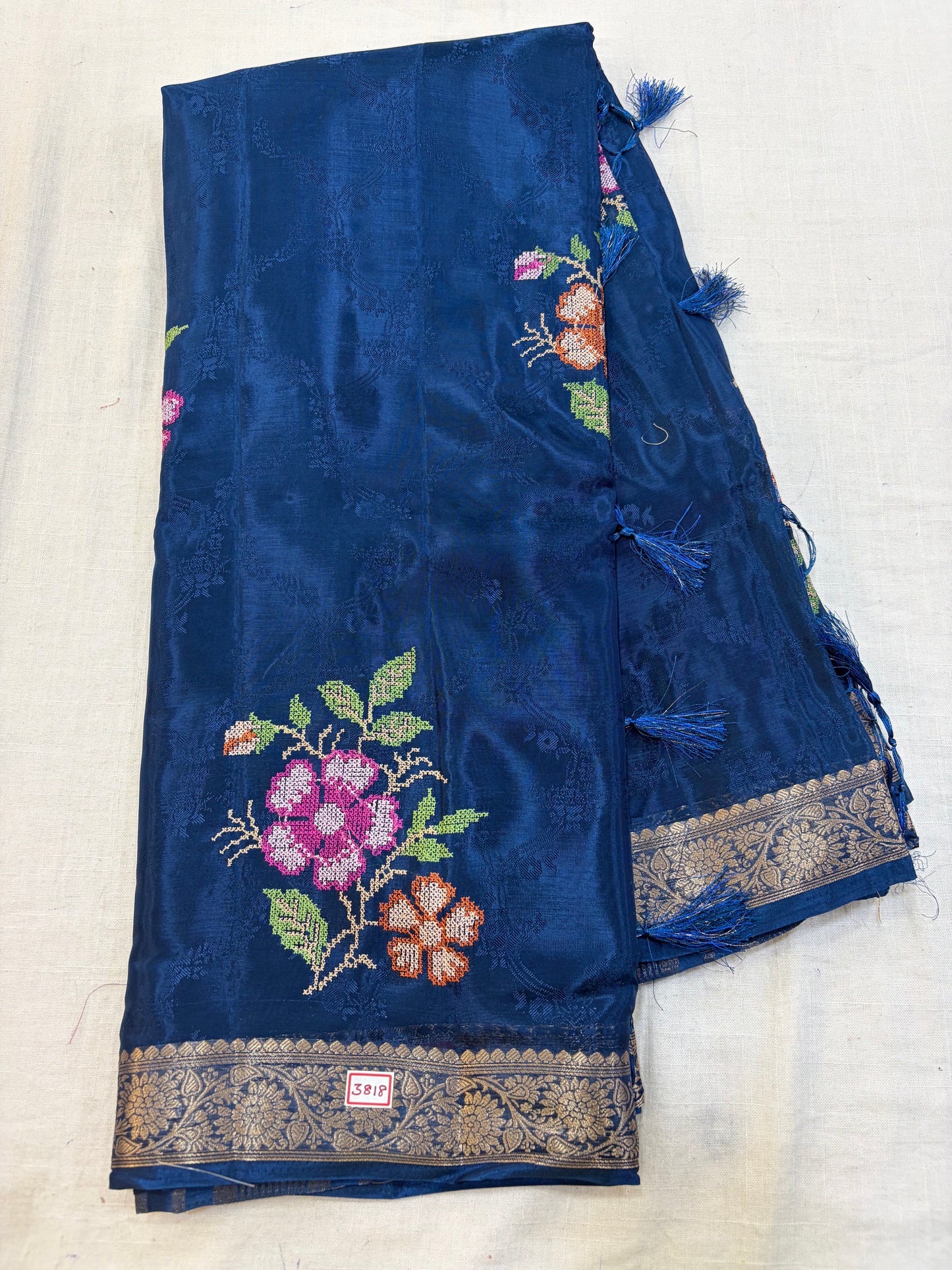 HO Satin Pattitpoint Embroidery Sarees