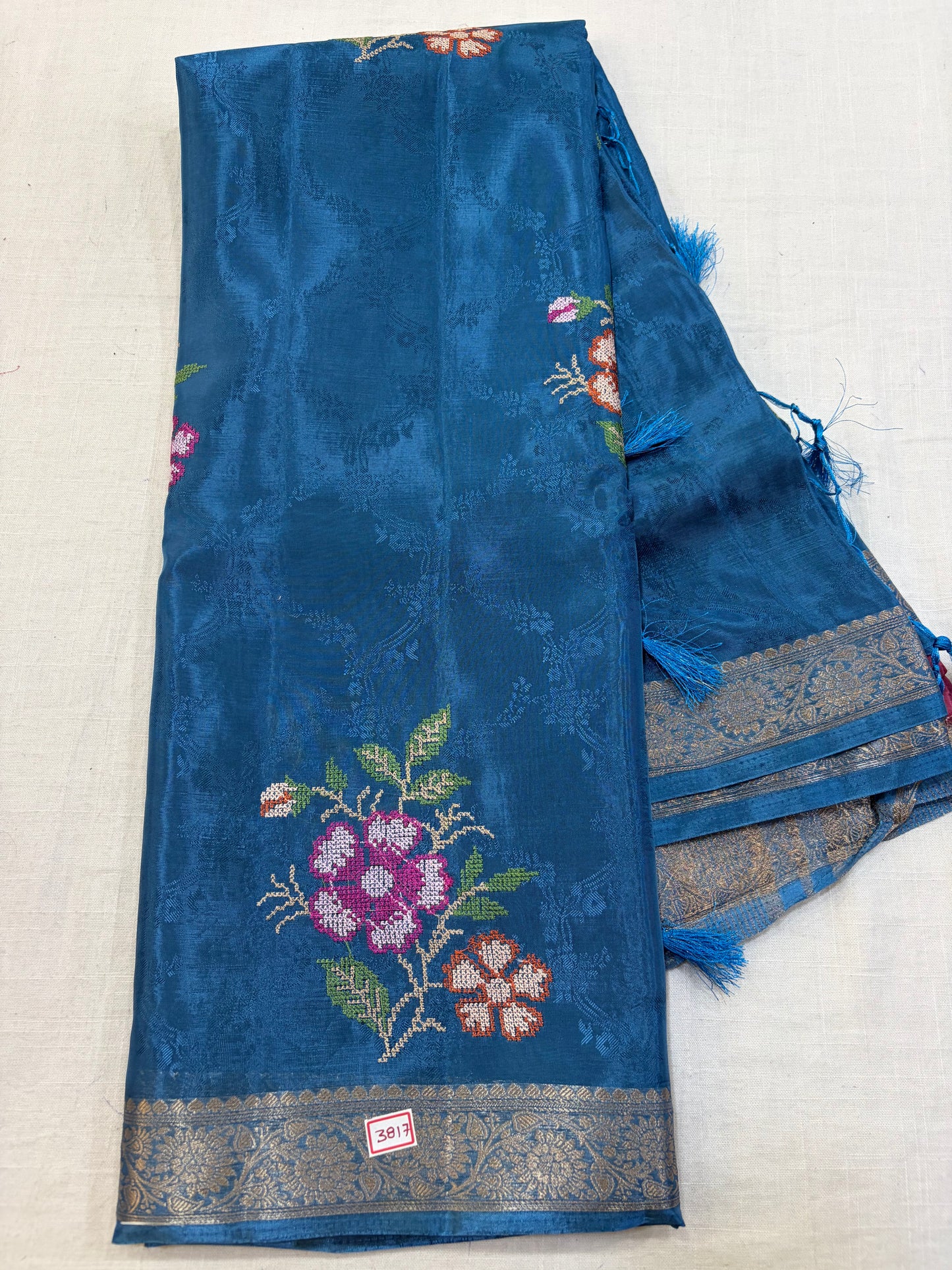 HO Satin Pattitpoint Embroidery Sarees