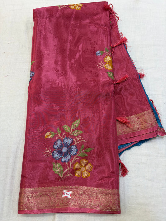 HO Satin Pattitpoint Embroidery Sarees