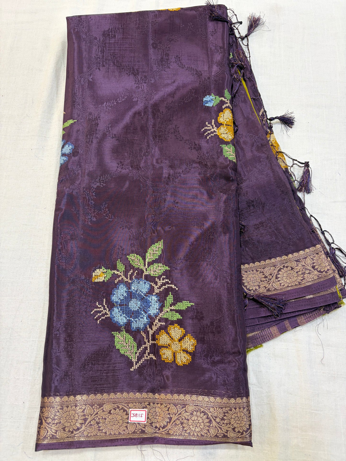 HO Satin Pattitpoint Embroidery Sarees