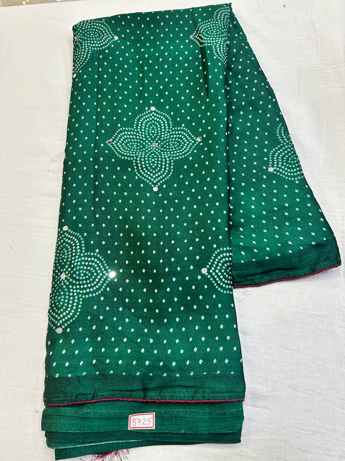 Green Bandini Silk Mirror work saree Design 2