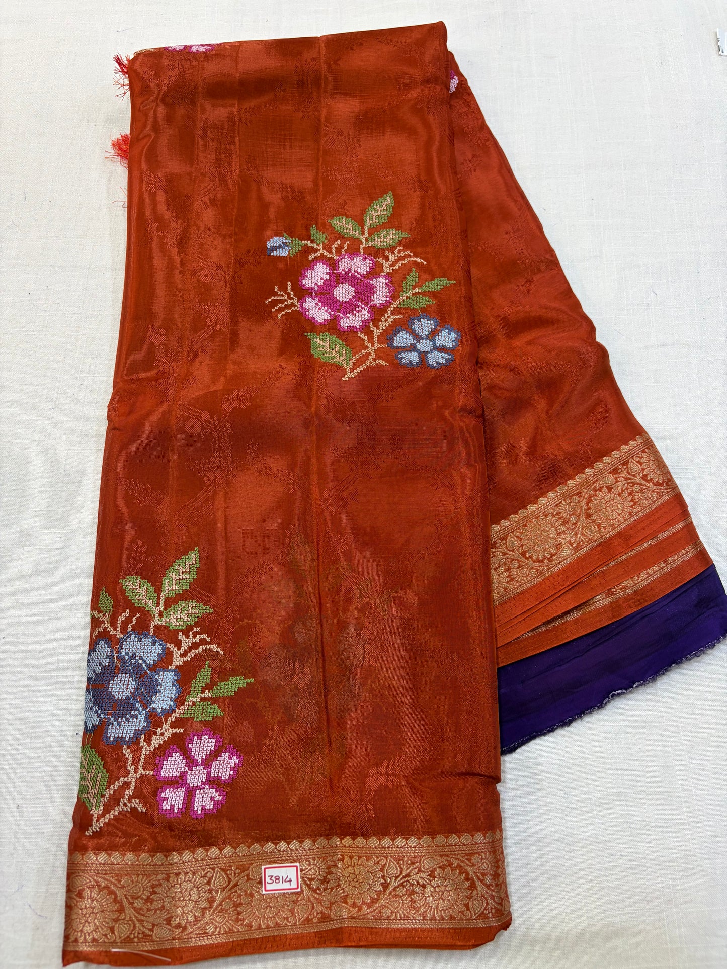 HO Satin Pattitpoint Embroidery Sarees