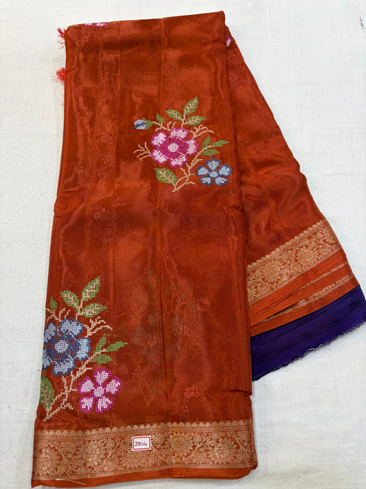 HO Satin Pattitpoint Embroidery Sarees