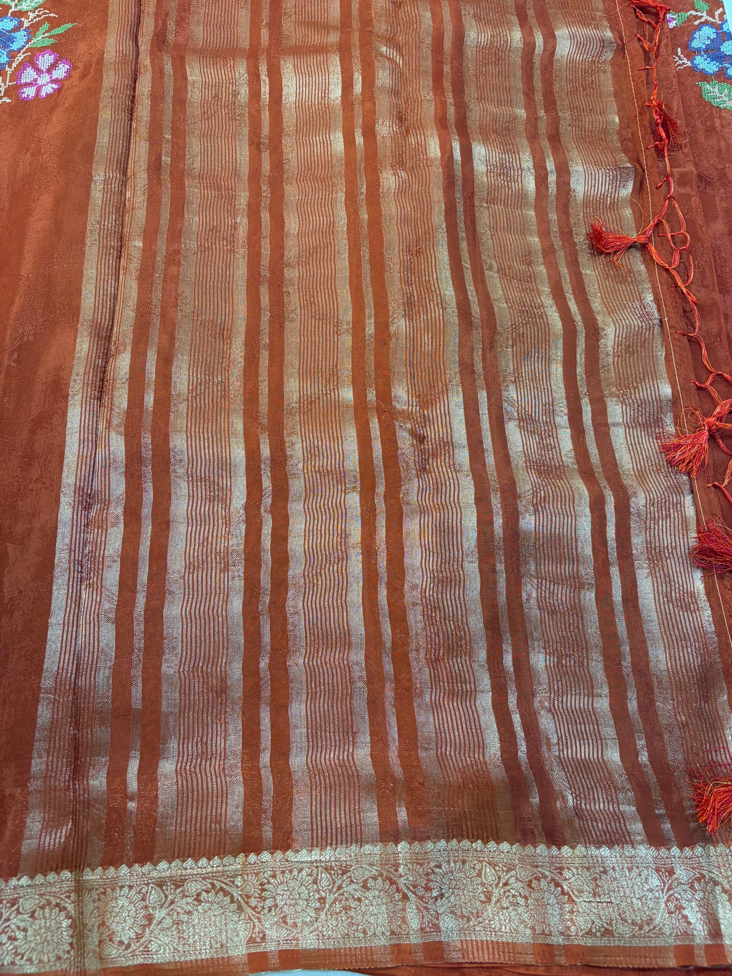 HO Satin Pattitpoint Embroidery Sarees