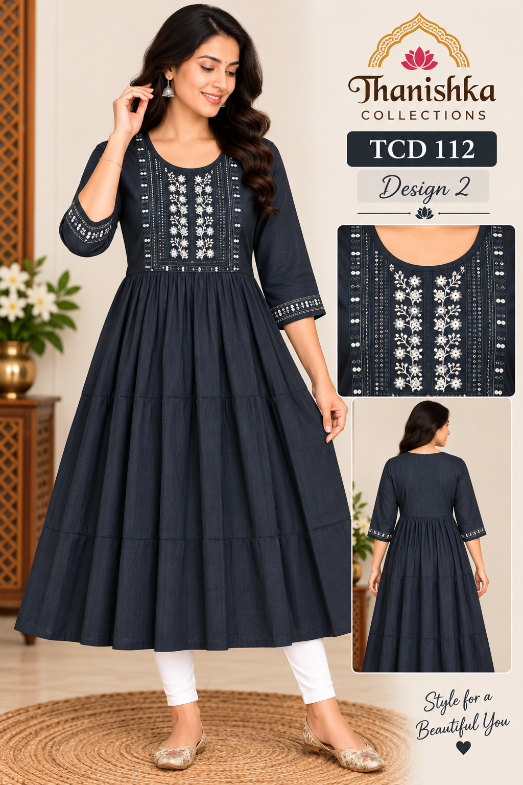 Vatican Silk Embroidery Umbrella Kurtis