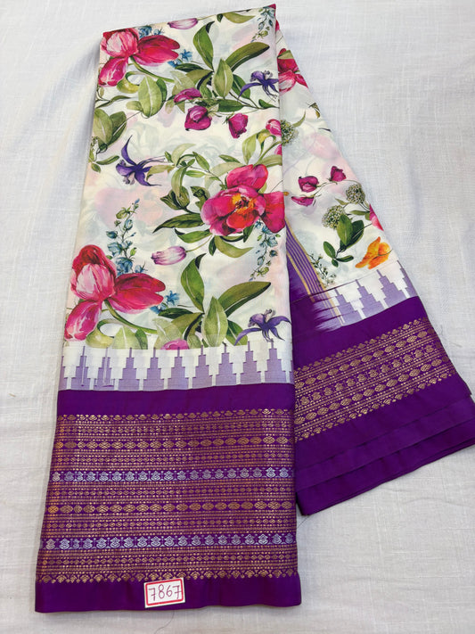 Semi Gadwal Silk Digital Printed design