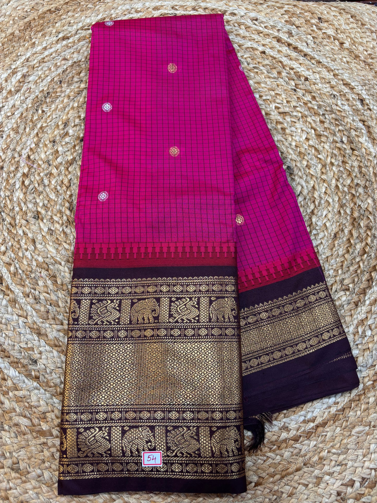Semi Gadwal Checks Saree