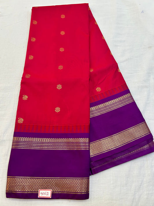 Semi Gadwal Gap border Saree