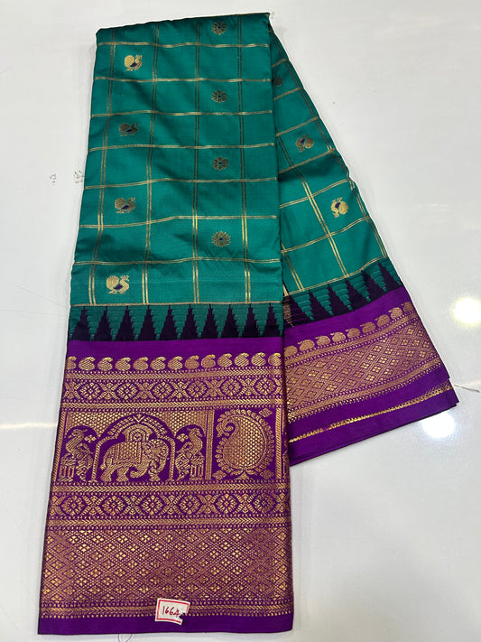 Semi Gadwal Checks Saree