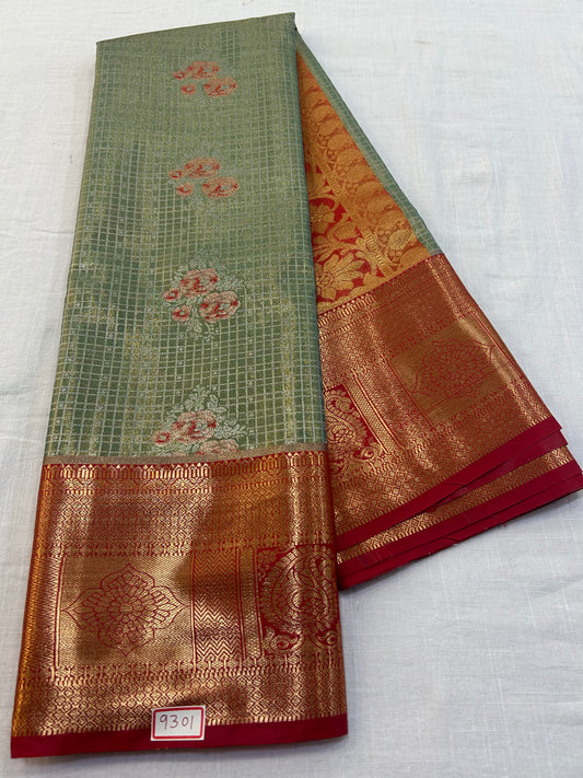 Semi Kanchi Tissue Pattu Saree - Pencil Work