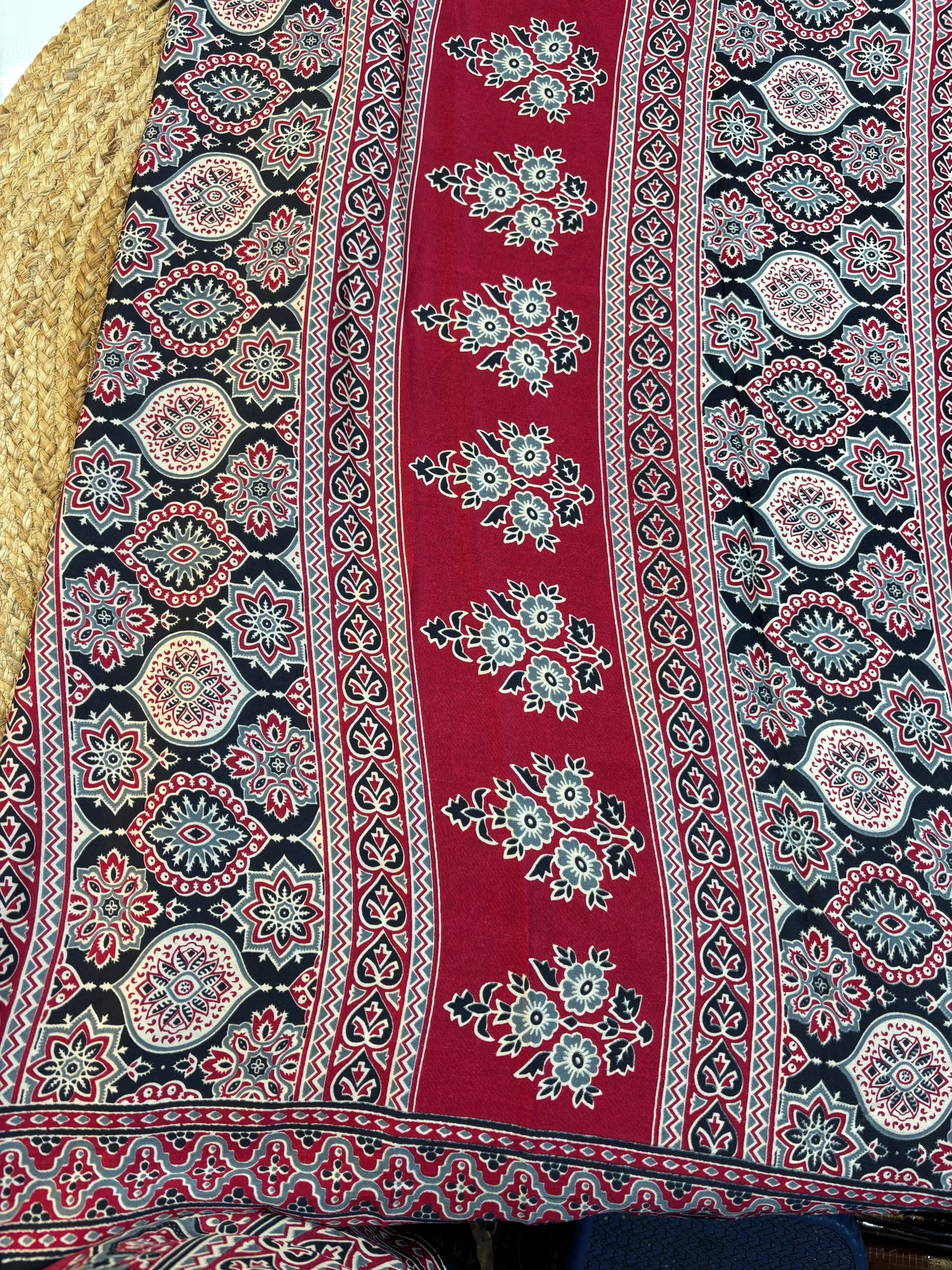 Japan Crepe Ajrakh Printed saree