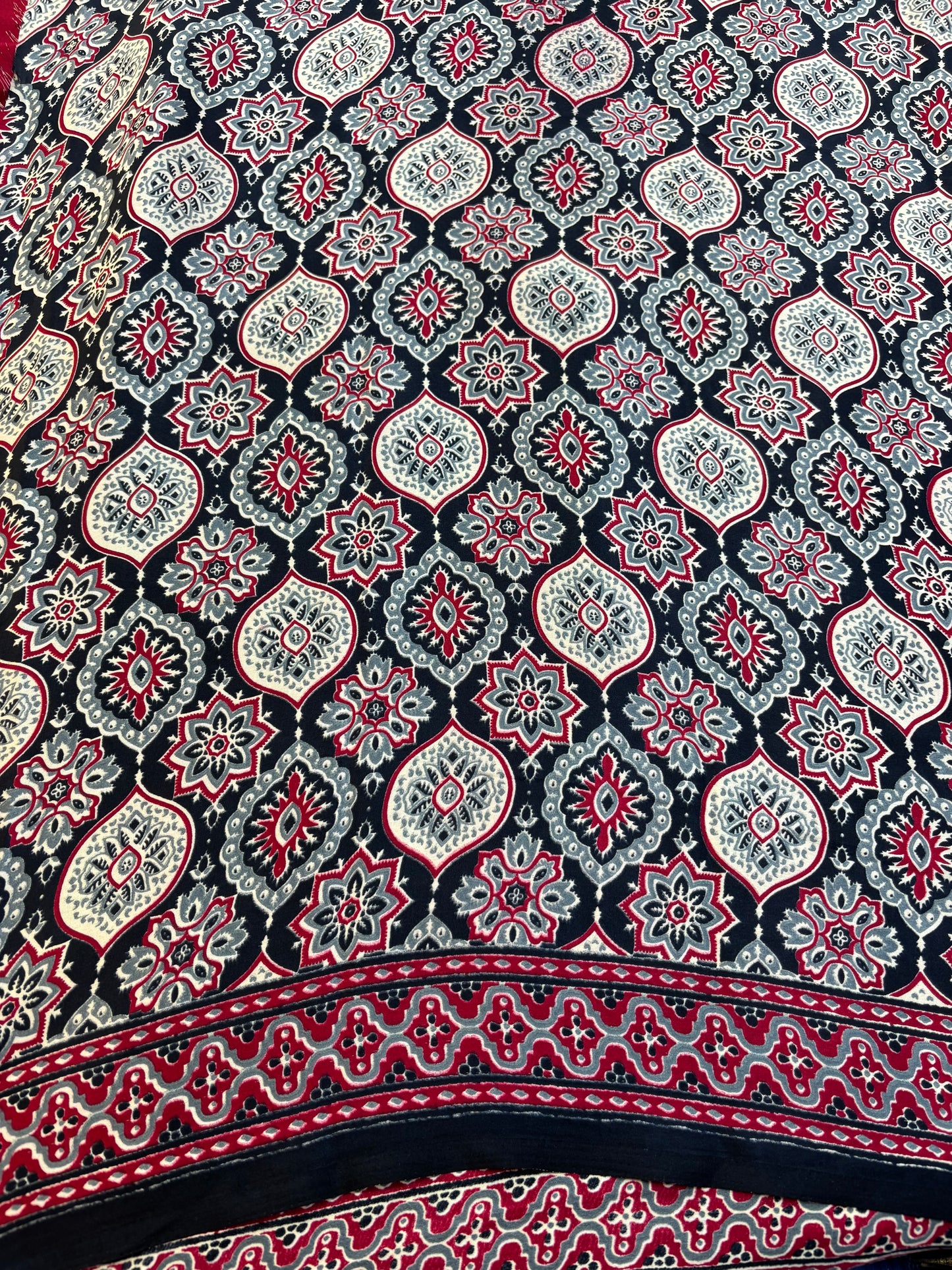 Japan Crepe Ajrakh Printed saree