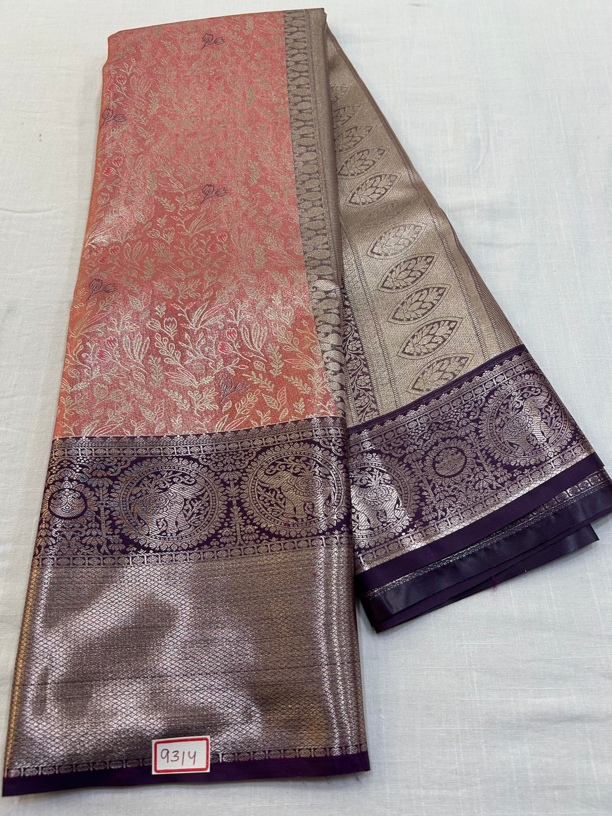 Semi Kanchi Tissue Pattu Saree - Pencil Work