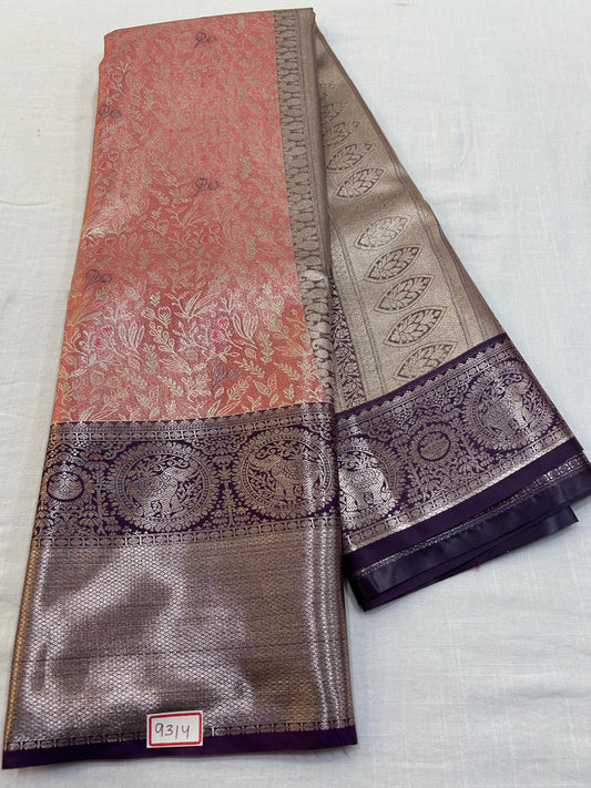 Semi Kanchi Tissue Pattu Saree - Pencil Work