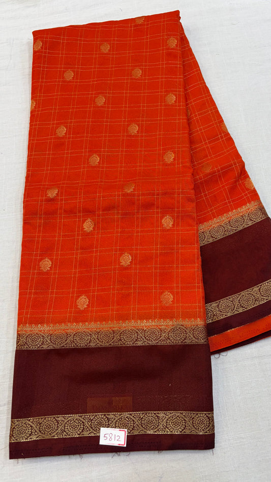 Mysore Crepe Gap Border Saree