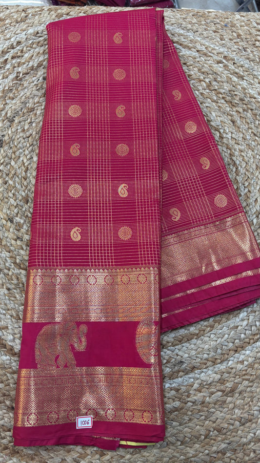 Vintage Style Semi Kanchi Self Saree