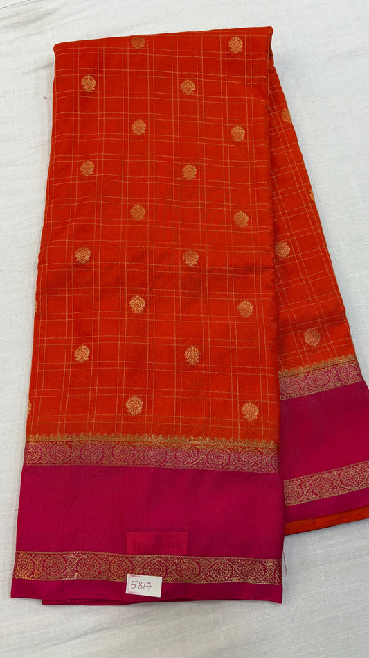 Mysore Crepe Gap Border Saree