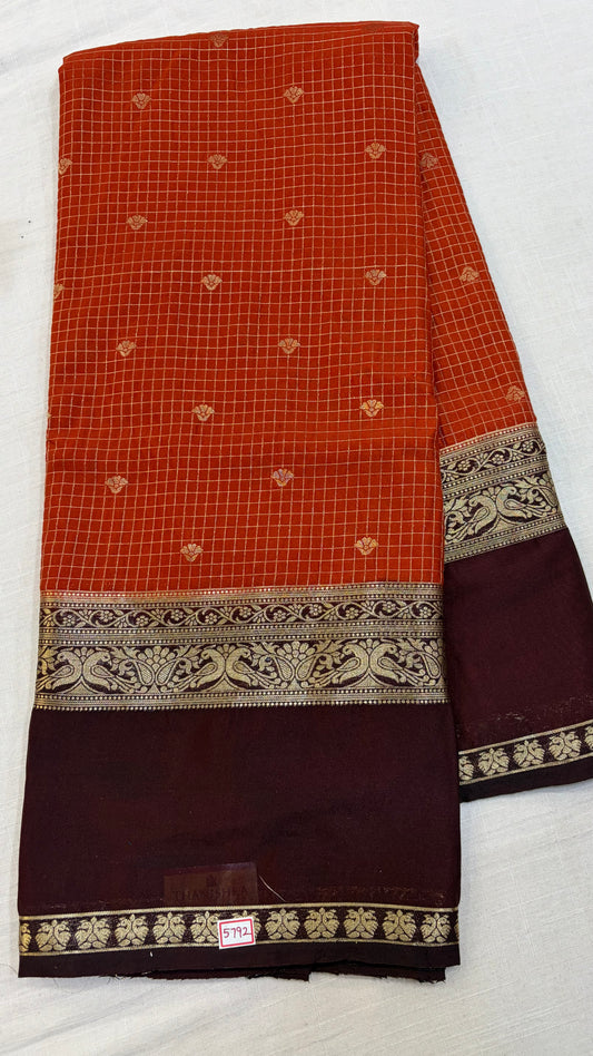 Mysore Crepe Gap Border Saree