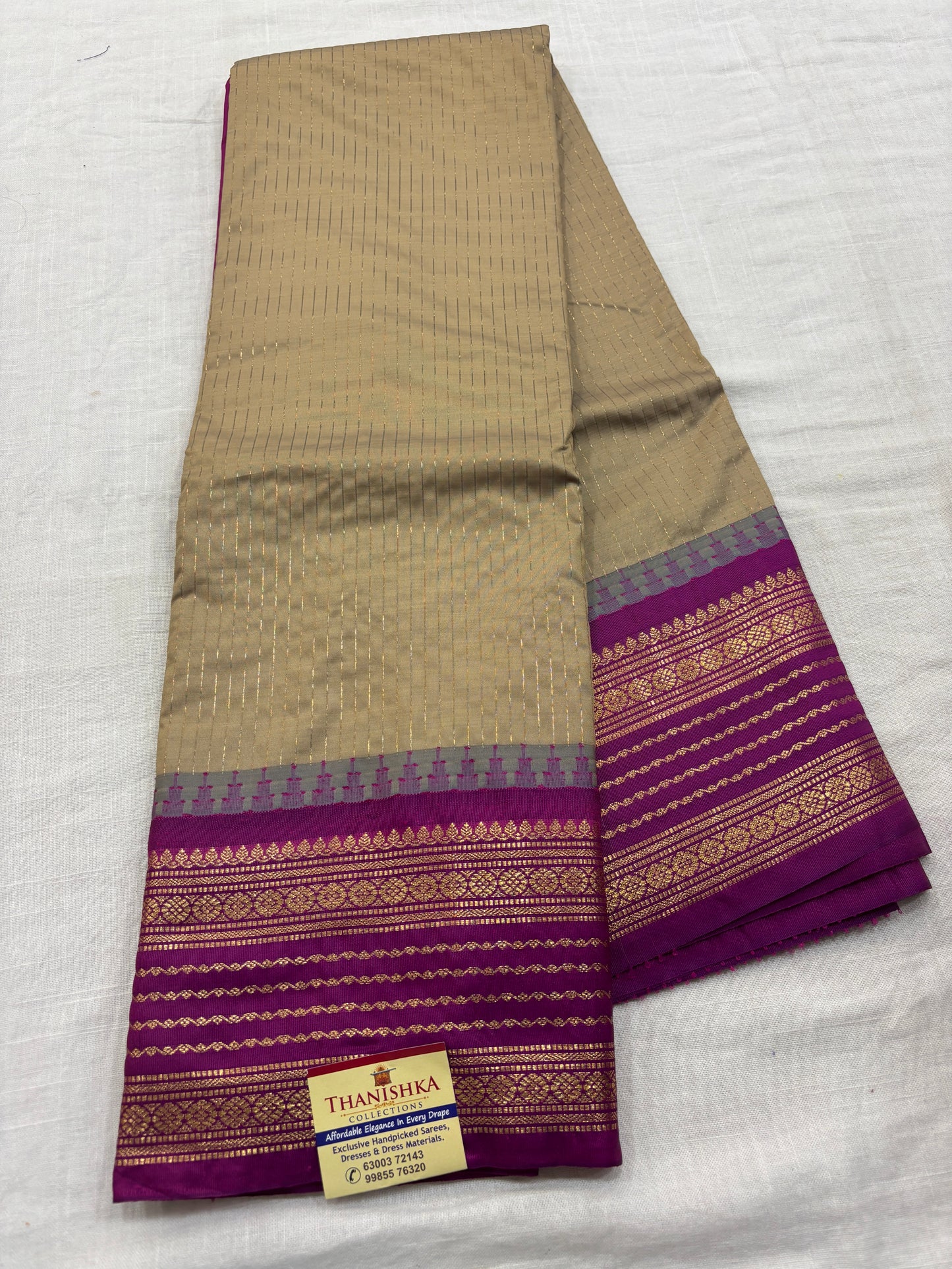 Semi Gadwal Small Border Silk Saree