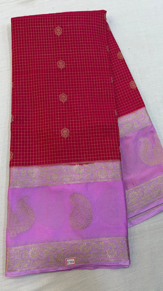 Mysore Crepe Gap Border Saree
