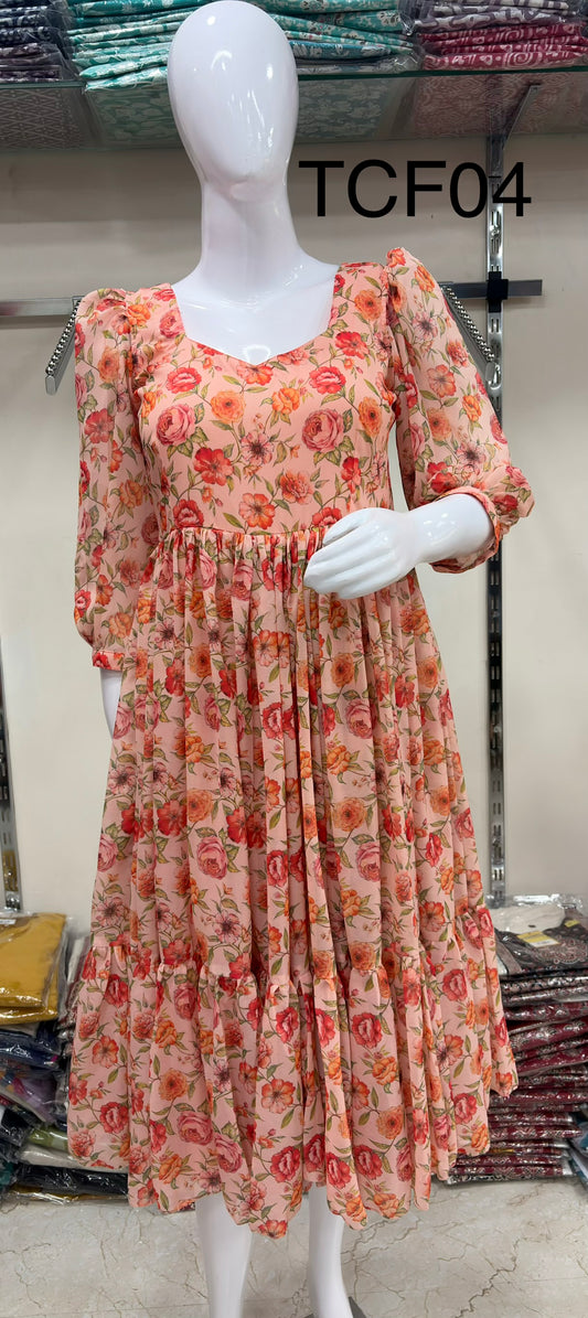 Georgette Long 2 Tier Frocks